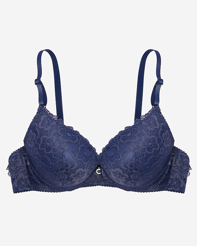 Marineblauer Damen-Spitzen-BH- Dessous