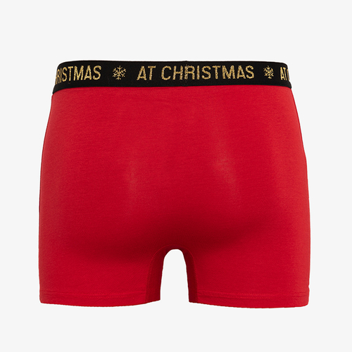 Червоні чоловічі боксери з новорічним принтом