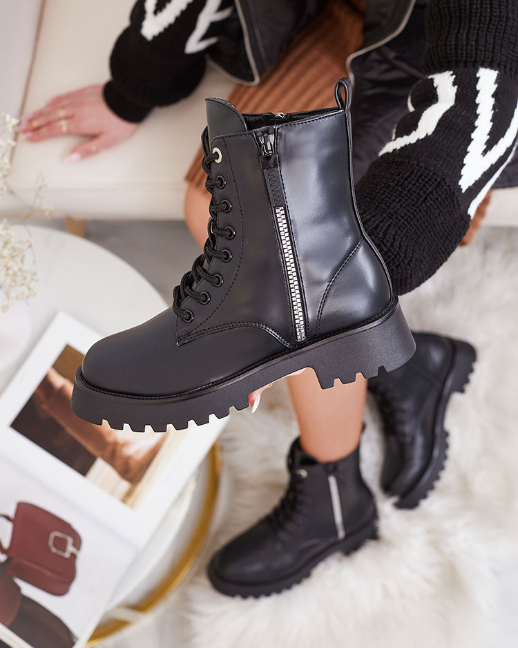 Royalfashion Schwarze Damen Baggerstiefel Basurb