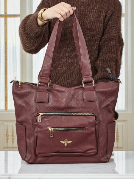 Damen Shopper Handtasche Öko Leder gesteppt Marvaya