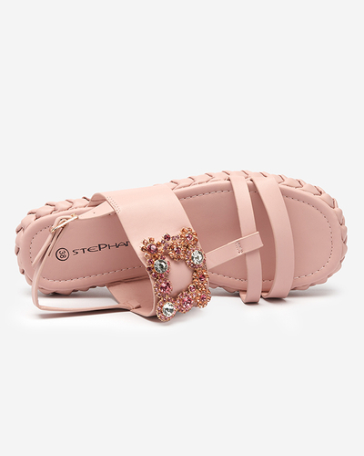 Hellrosa Damensandalen mit dekorativer Govy-Schnalle - Footwear