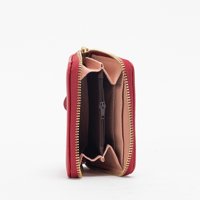 Kastanienbraune kleine Damenbrieftasche mit Hase und Schlüsselring - Accessoires