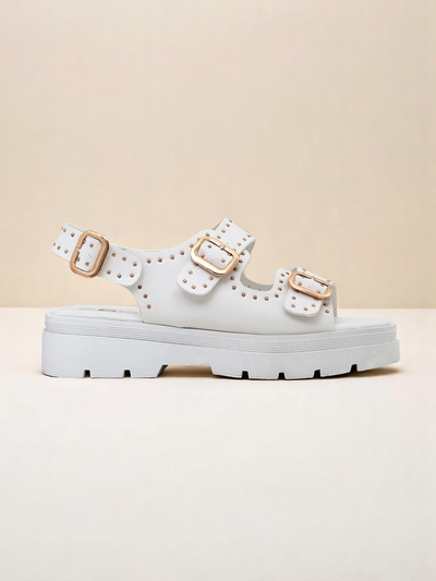 Royalfashion Damen Sandalen mit dicker Sohle und Strasssteinen Rocky Chic