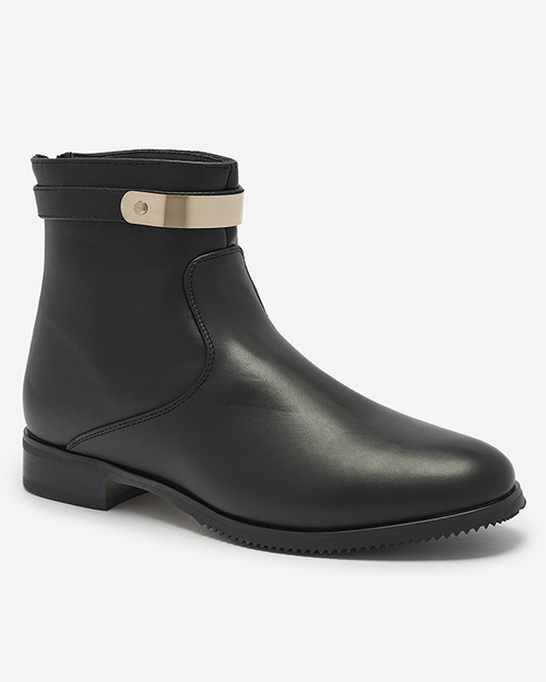 Жіночі чоботи з золотим орнаментом чорного кольору Hontes- Взуття