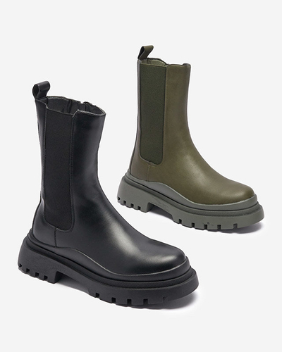OUTLET Schwarze Damenstiefel mit flachem Absatz Okidas - Footwear