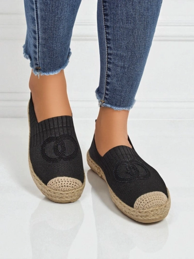 Damen Espadrilles Atena schwarz – flacher Absatz, ökologisches Wildleder