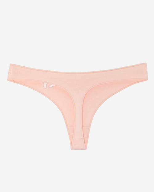 Світло-рожеві бавовняні жіночі стринги з вишивкою - Білизна