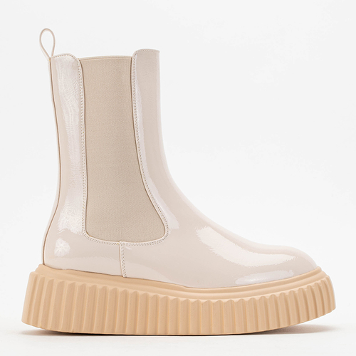 Бежеві жіночі лаковані черевики Monka