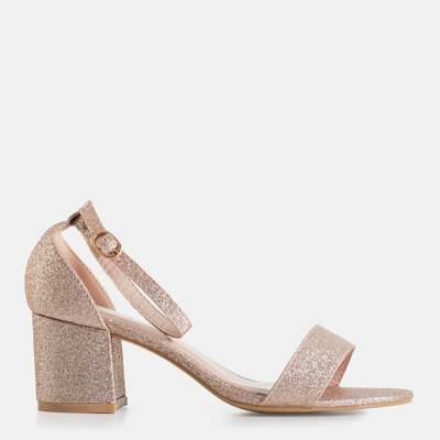 Rosa - Gold Damen Brokatsandalen auf niedrigem Pfosten Brossina - Schuhe