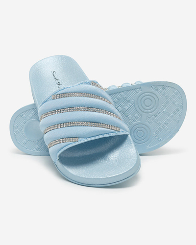 OUTLET Blaue Damenhausschuhe mit Zirkonia Erikis - Schuhe