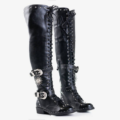 Schwarze Schnürstiefel aus Öko - Leder Stefania - Schuhe
