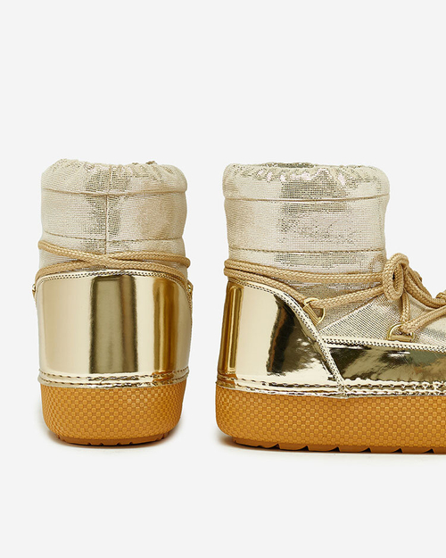 Royalfashion Жіночі золоті снігоступи на шнурівці Yevnoie