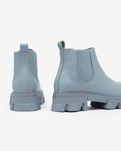 Royalfashion Damenstiefel mit flachem Absatz in Blau Alussady