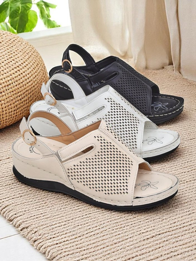 Royalfashion Damen Sandalen mit niedrigem Keilabsatz Mira