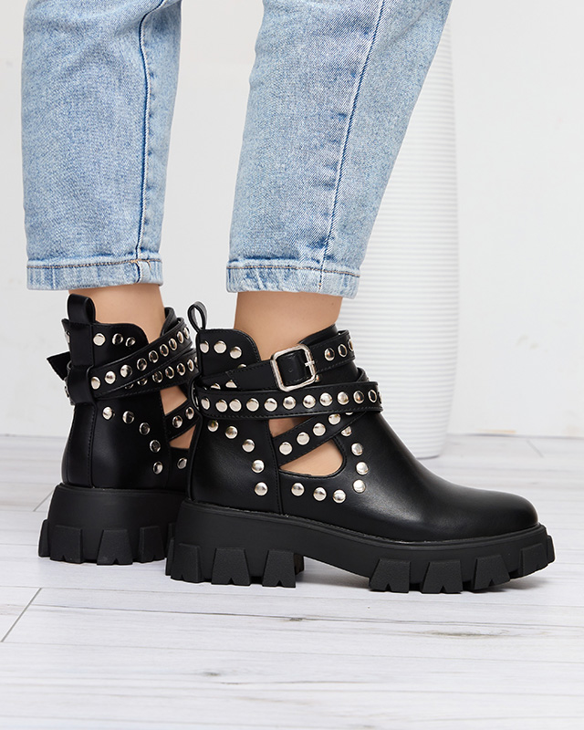 Schwarzer Damenstiefel mit dickerer Sohle Avarno- Footwear