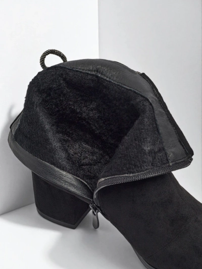 Damen Stiefeletten Ornella aus Wildlederimitat mit Blockabsatz