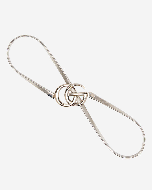 Silberner elastischer Damengürtel mit Clip mit Buchstaben - Accessoires