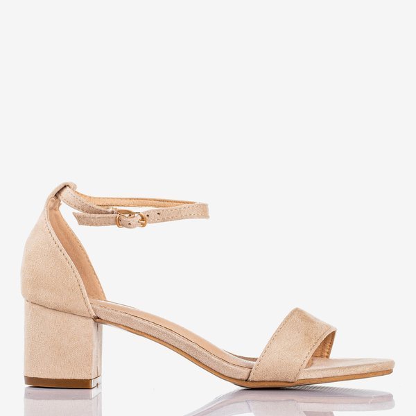 Beige Damensandalen auf niedrigem Pfosten First Love - Footwear