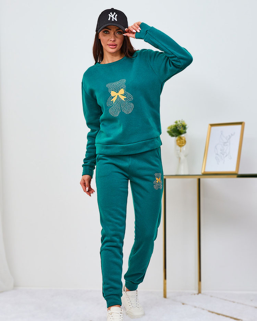 Royalfashion Зелений жіночий утеплений спортивний комплект з принтом