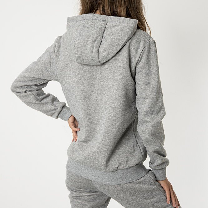 Grauer Damen-Kapuzenpullover mit Reißverschluss - Kleidung