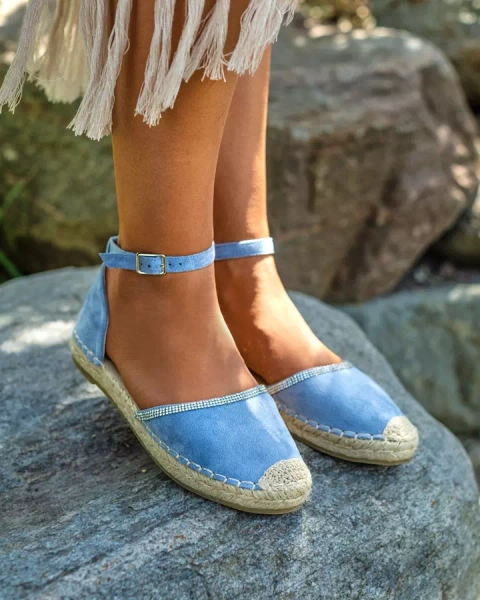 Royalfashion Damen-Espadrilles mit Zirkonen in blau Rieta