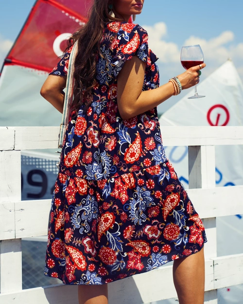 Жіноча сукня Royalfashion темно-синя з квітковим візерунком