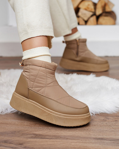 Royalfashion Damen Schlupf-Schneestiefel in brauner Farbe Armeda
