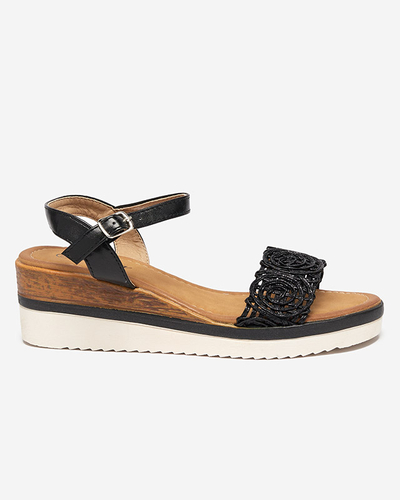 Schwarze Damensandalen auf dem durchbrochenen Keil Jofasa - Schuhe