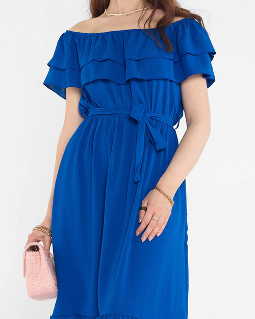Кобальтова синя жіноча сукня з воланами