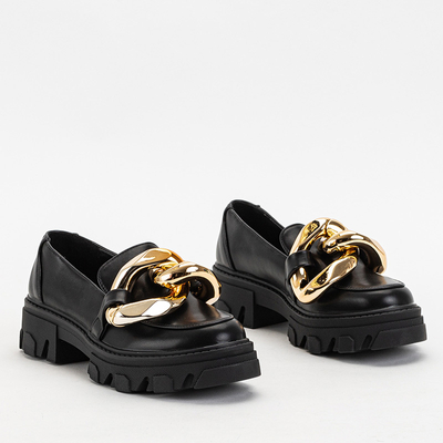 OUTLET Schwarze Damenschuhe mit goldener Kette Kesoni - Schuhe