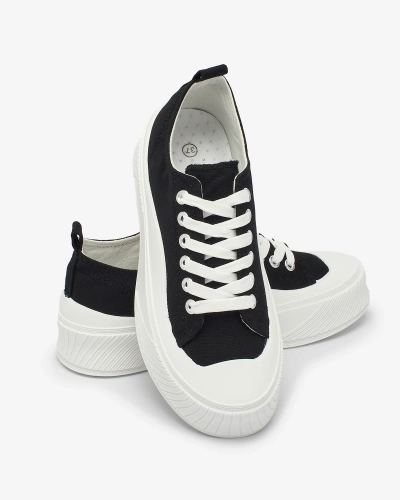 Royalfashion Schwarze sportliche Sneakers auf Plateau Luceri