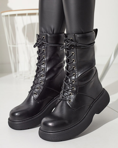 Schwarz Hohe Damen-Schnürstiefel Ferisis - Schuhe