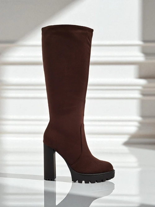 Жіночі чоботи еко замшеві на підборах-стовпчику GaleNest