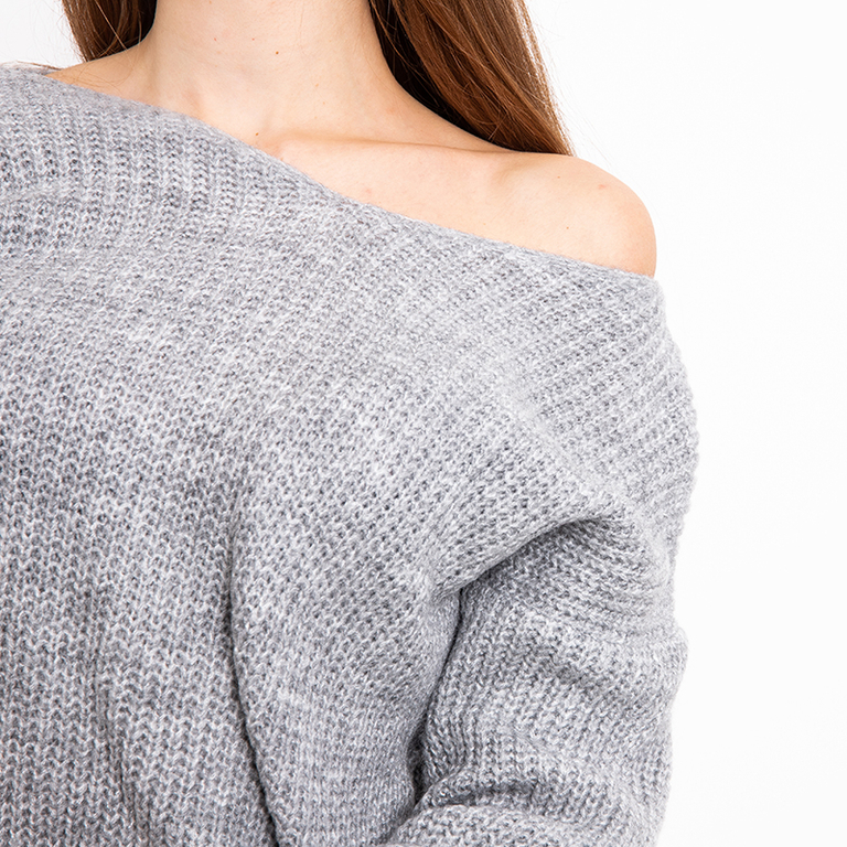 Grauer Damen Pullover kurz - Kleidung