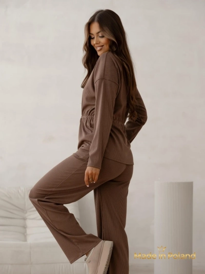 Royalfashion Baumwoll-Damen-Set im Strick-Rippen-Stil