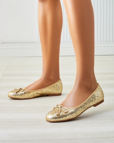 Royalfashion Damen Ballettschuhe mit Glitzer und einer Schleife Aramie