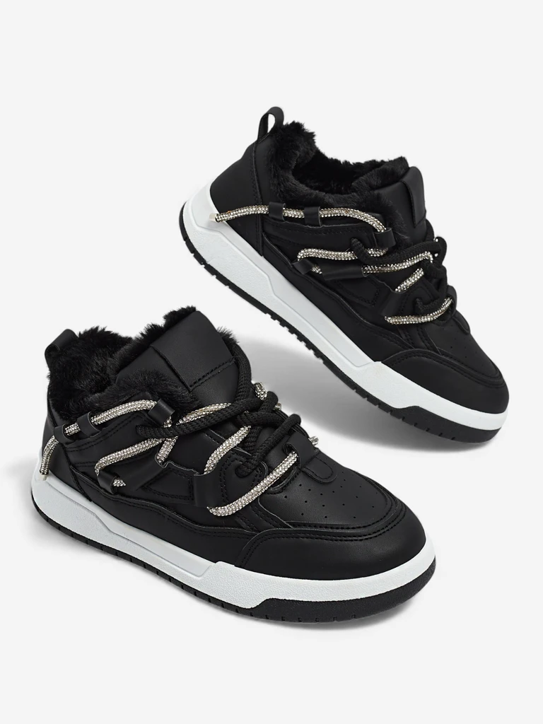 Damen Sneakers Luna Schwarz aus Öko-Leder für den Alltag