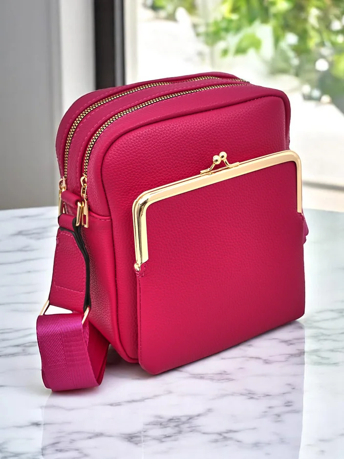 Royalfashion Quadrat kleine Handtasche für Damen aus Eco-Leder mit 2 Fächern