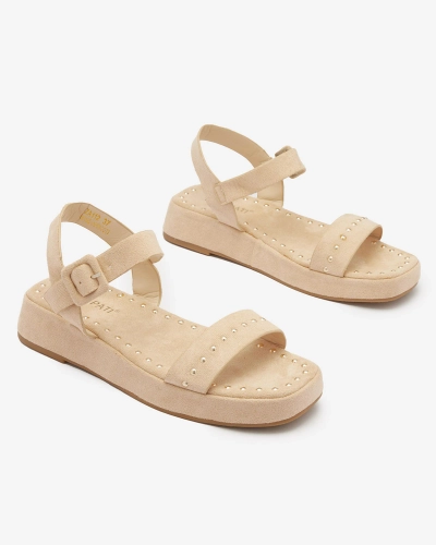 Beige Damensandalen mit Strass Franssia - Schuhe