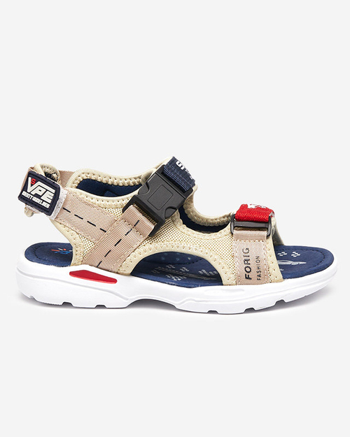 Босоніжки для хлопчиків бежевого та темно-синього кольору на липучках Elbrusia - Взуття