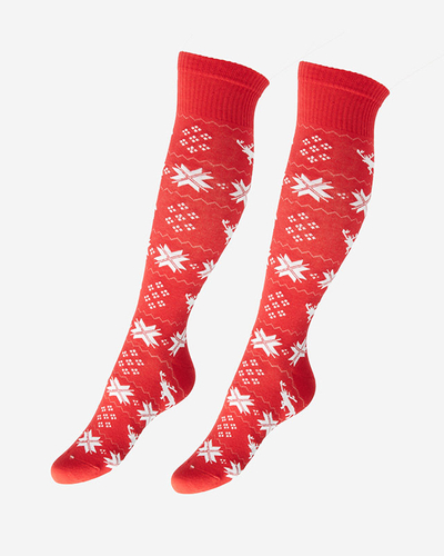 Rote lange Weihnachtssocken für Damen - Unterwäsche