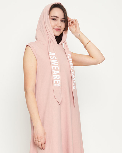 Damen-Sweatshirtkleid in Rosa in Midilänge - Kleidung