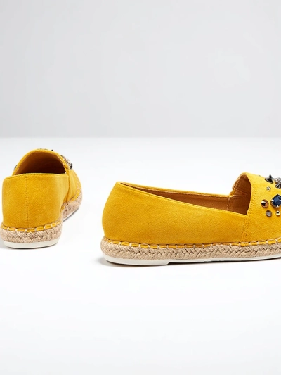 Gelbe Damen-Espadrilles aus Öko-Wildleder mit Zirkonia Mediros - Footwear