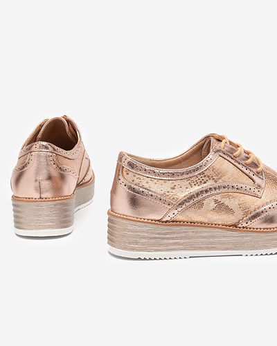 Damenschuhe in Rosé und Gold mit Einsätzen in Schlangenhautoptik Fin - Footwear