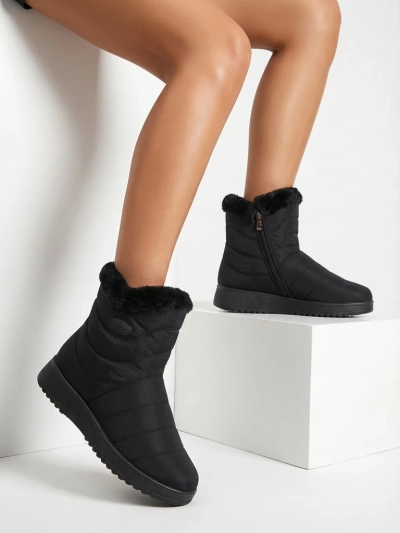 Damen Stiefeletten Diana Schwarz Textil Bequem für den Winter