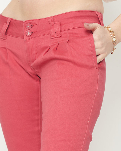 Damen Fuchsia Stoffhose mit niedrigem Bund - Kleidung