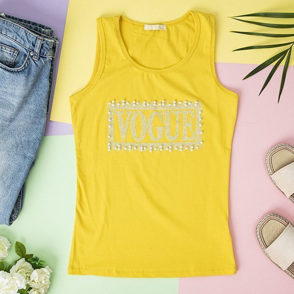 Gelbes Damen Top mit Zirkonia - Kleidung