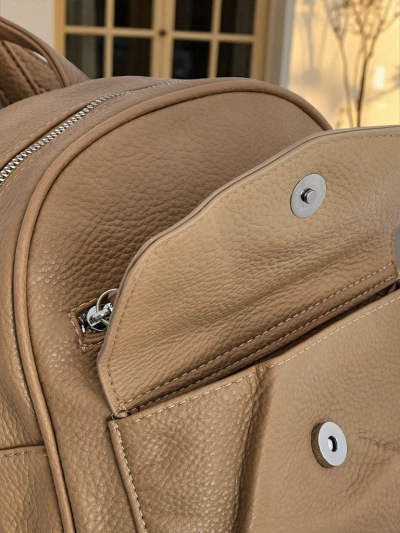 Geflochtener Damenrucksack Królewska Moda Livia beige Öko-Leder 25x25cm