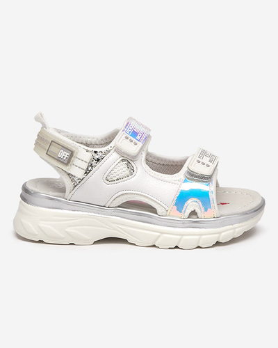 Weiß-silberne Kinder-Sandale mit bunten Einsätzen Murino - Footwear