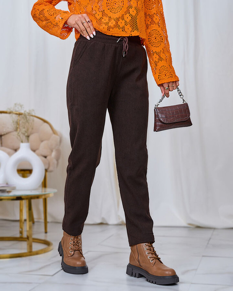 Royalfashion Dunkelbraune Cord-Stoffhose für Damen
